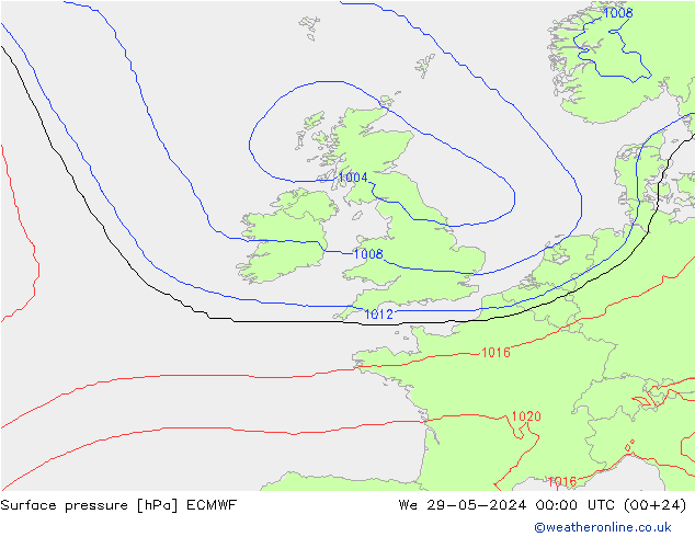 Surface pressure ECMWF We 29.05.2024 00 UTC