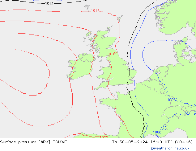 Surface pressure ECMWF Th 30.05.2024 18 UTC