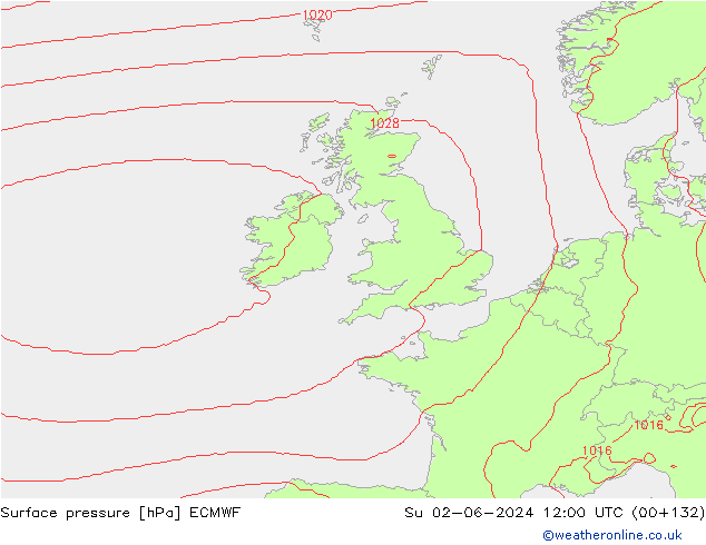 Luchtdruk (Grond) ECMWF zo 02.06.2024 12 UTC