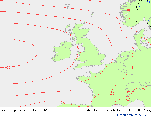 Atmosférický tlak ECMWF Po 03.06.2024 12 UTC