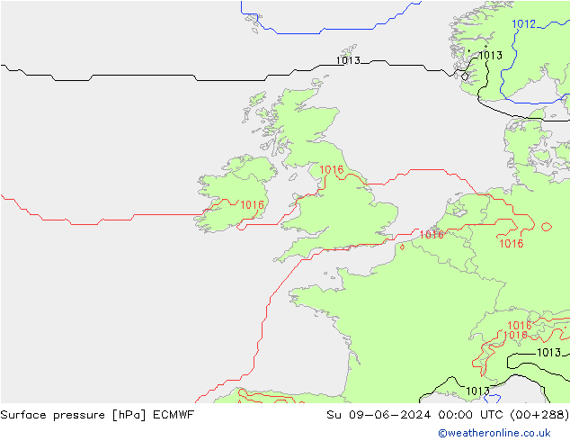 Yer basıncı ECMWF Paz 09.06.2024 00 UTC