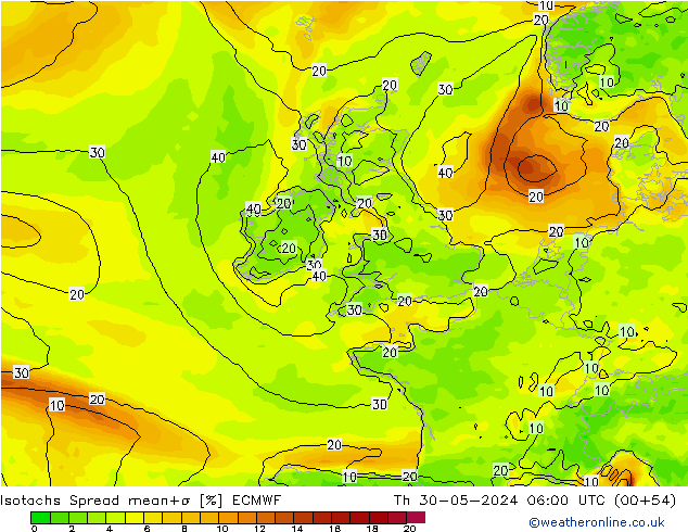 Isotachen Spread ECMWF Do 30.05.2024 06 UTC