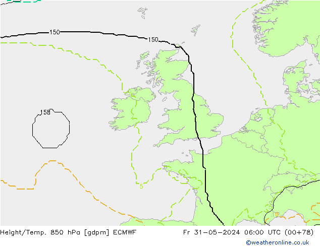 Height/Temp. 850 hPa ECMWF Fr 31.05.2024 06 UTC