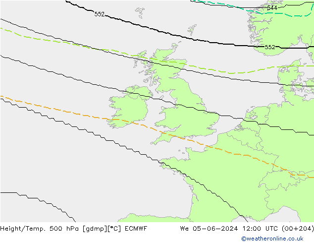 Geop./Temp. 500 hPa ECMWF mié 05.06.2024 12 UTC