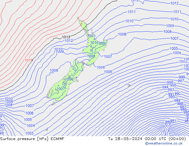 Luchtdruk (Grond) ECMWF di 28.05.2024 00 UTC