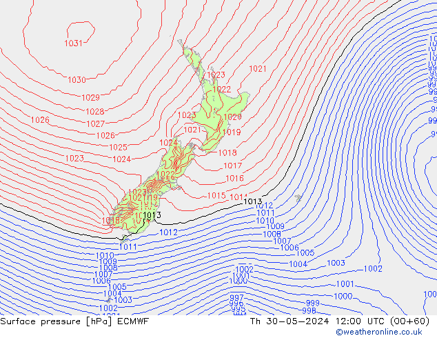 Luchtdruk (Grond) ECMWF do 30.05.2024 12 UTC