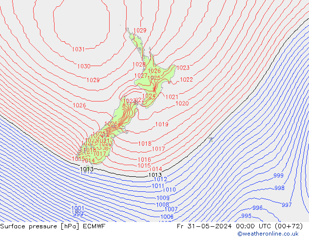 Surface pressure ECMWF Fr 31.05.2024 00 UTC