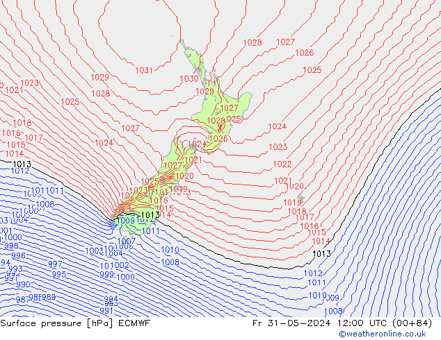 Surface pressure ECMWF Fr 31.05.2024 12 UTC