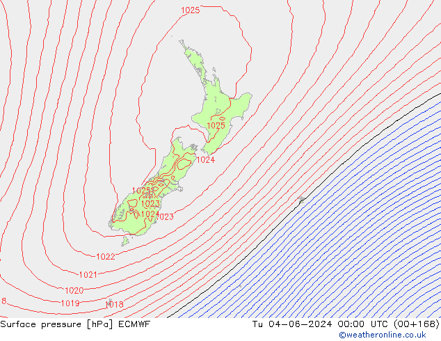 Surface pressure ECMWF Tu 04.06.2024 00 UTC