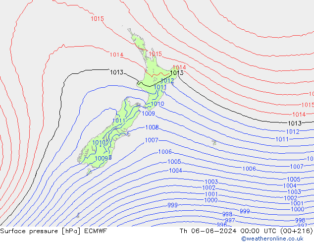 pressão do solo ECMWF Qui 06.06.2024 00 UTC