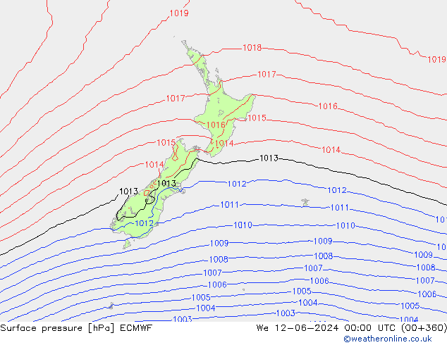 Luchtdruk (Grond) ECMWF wo 12.06.2024 00 UTC