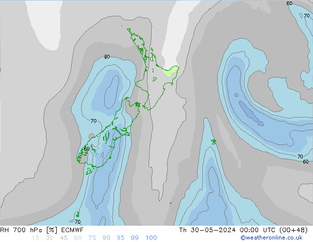 RV 700 hPa ECMWF do 30.05.2024 00 UTC