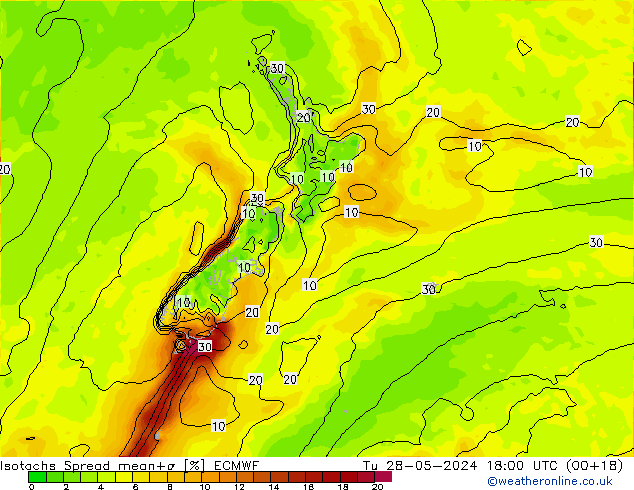 Isotachen Spread ECMWF di 28.05.2024 18 UTC