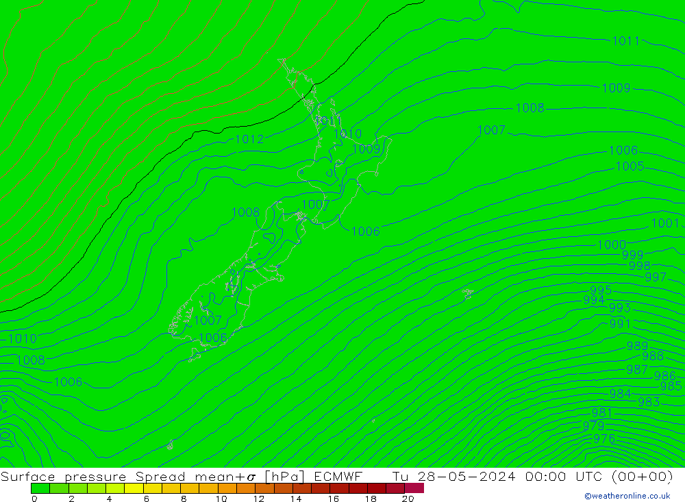 pression de l'air Spread ECMWF mar 28.05.2024 00 UTC