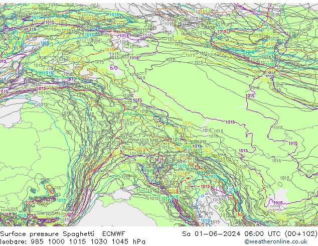 ciśnienie Spaghetti ECMWF so. 01.06.2024 06 UTC