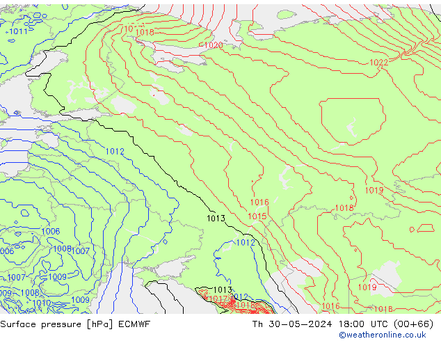 Surface pressure ECMWF Th 30.05.2024 18 UTC