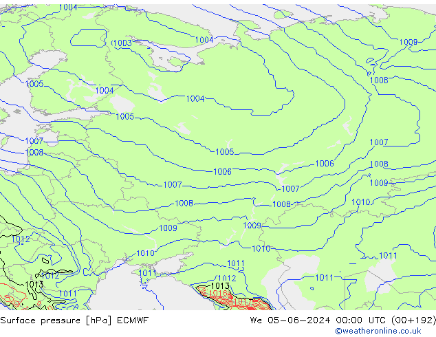 Luchtdruk (Grond) ECMWF wo 05.06.2024 00 UTC