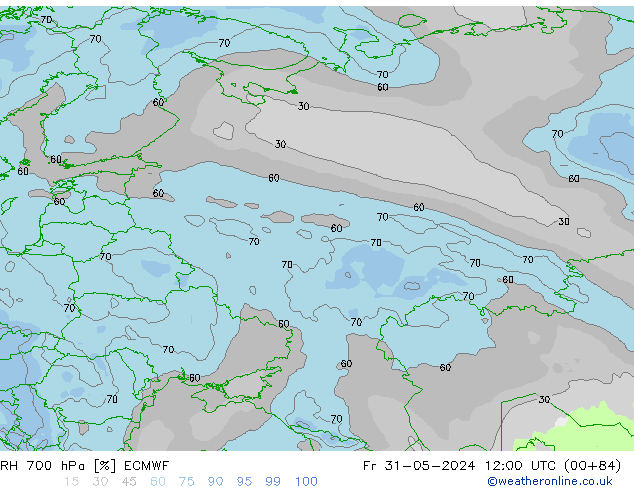 RH 700 hPa ECMWF Fr 31.05.2024 12 UTC