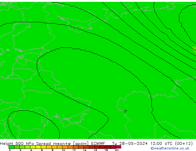 Height 500 hPa Spread ECMWF  28.05.2024 12 UTC