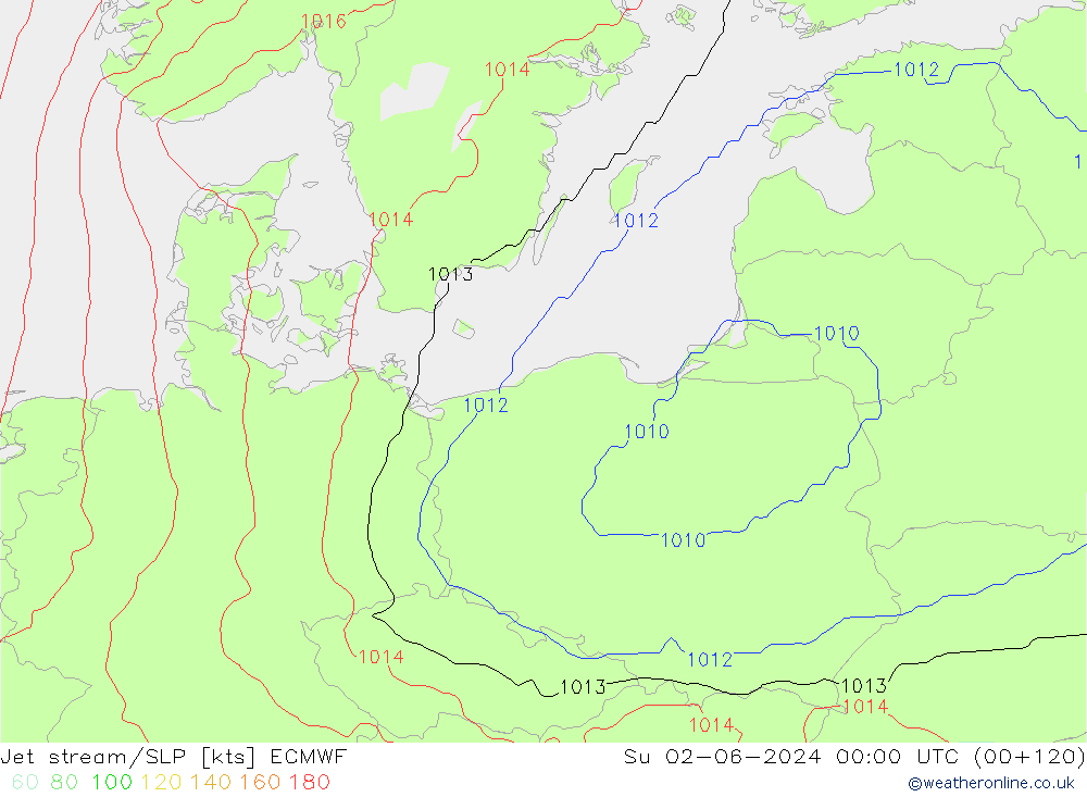 Polarjet/Bodendruck ECMWF So 02.06.2024 00 UTC