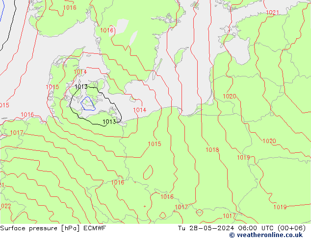 Presión superficial ECMWF mar 28.05.2024 06 UTC