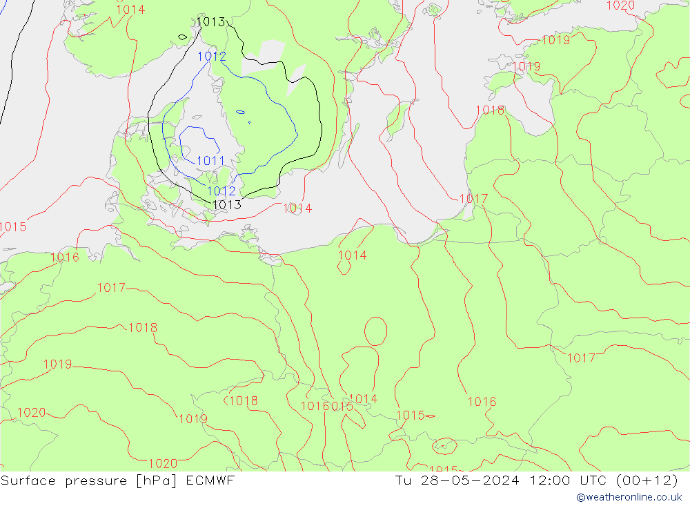 pression de l'air ECMWF mar 28.05.2024 12 UTC