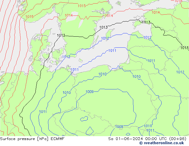 Atmosférický tlak ECMWF So 01.06.2024 00 UTC