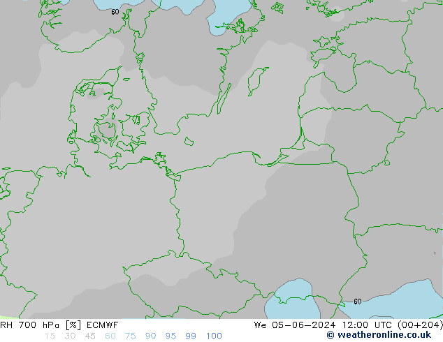 RH 700 гПа ECMWF ср 05.06.2024 12 UTC