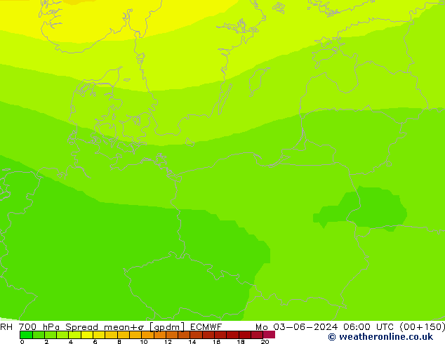 RH 700 hPa Spread ECMWF Mo 03.06.2024 06 UTC