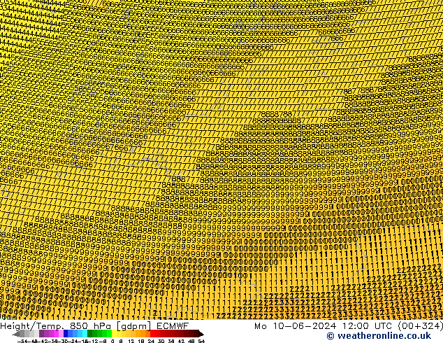 Height/Temp. 850 hPa ECMWF lun 10.06.2024 12 UTC