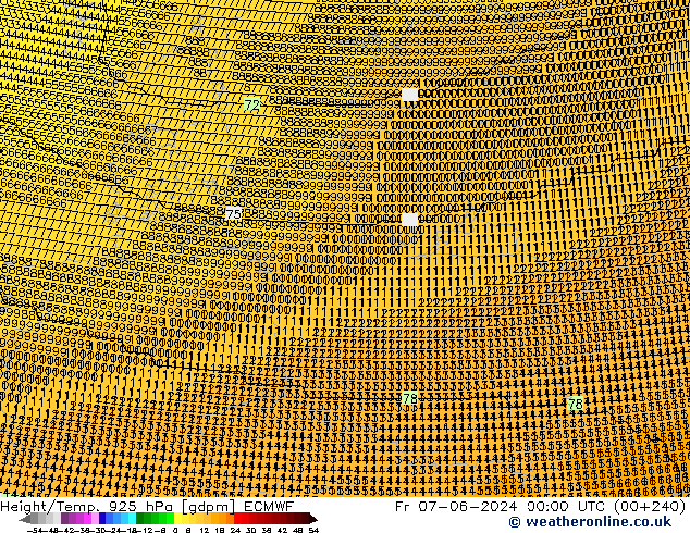 Height/Temp. 925 hPa ECMWF Pá 07.06.2024 00 UTC