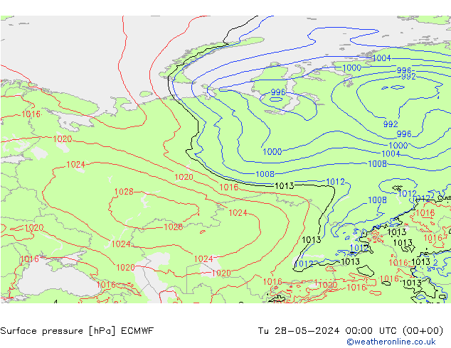 Luchtdruk (Grond) ECMWF di 28.05.2024 00 UTC