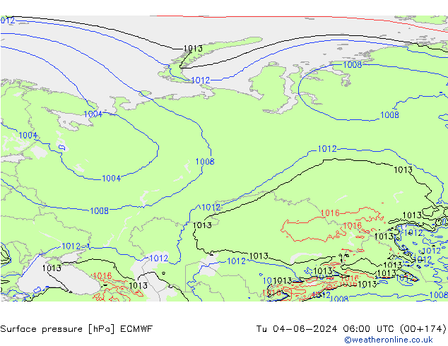 Luchtdruk (Grond) ECMWF di 04.06.2024 06 UTC