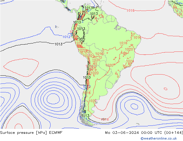 Pressione al suolo ECMWF lun 03.06.2024 00 UTC