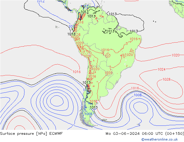 ciśnienie ECMWF pon. 03.06.2024 06 UTC