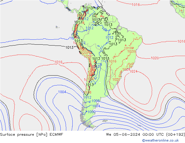 Surface pressure ECMWF We 05.06.2024 00 UTC