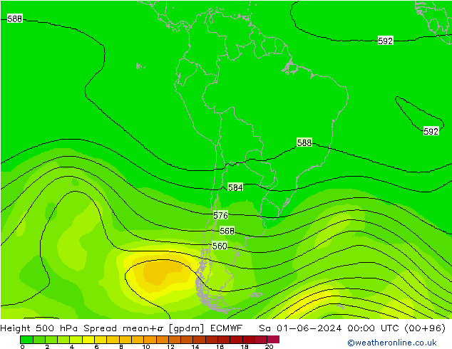 Height 500 hPa Spread ECMWF  01.06.2024 00 UTC