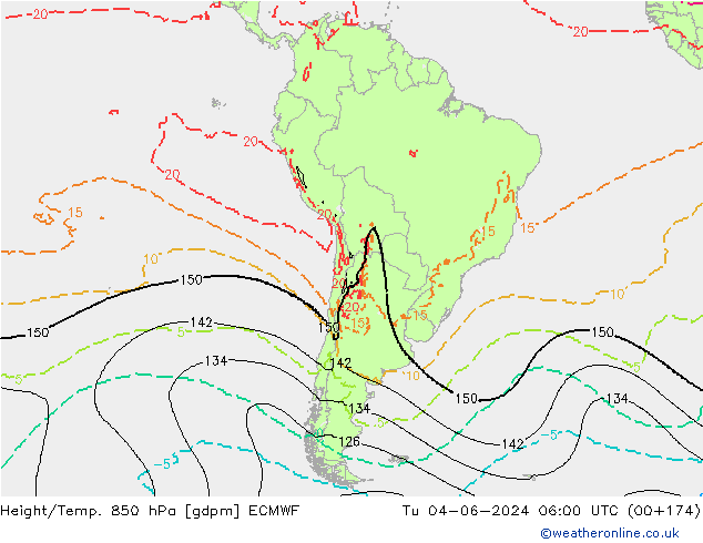 Height/Temp. 850 hPa ECMWF mar 04.06.2024 06 UTC