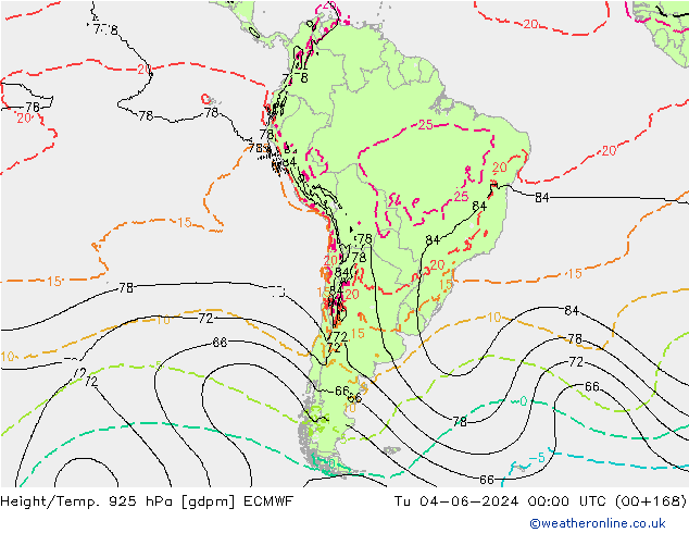 Hoogte/Temp. 925 hPa ECMWF di 04.06.2024 00 UTC