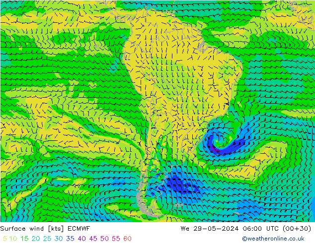 Surface wind ECMWF St 29.05.2024 06 UTC