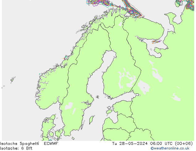 Isotachen Spaghetti ECMWF Di 28.05.2024 06 UTC