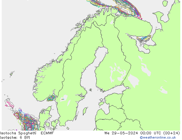 Isotachen Spaghetti ECMWF Mi 29.05.2024 00 UTC