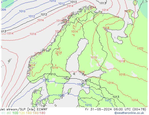 Corrente a getto ECMWF ven 31.05.2024 06 UTC