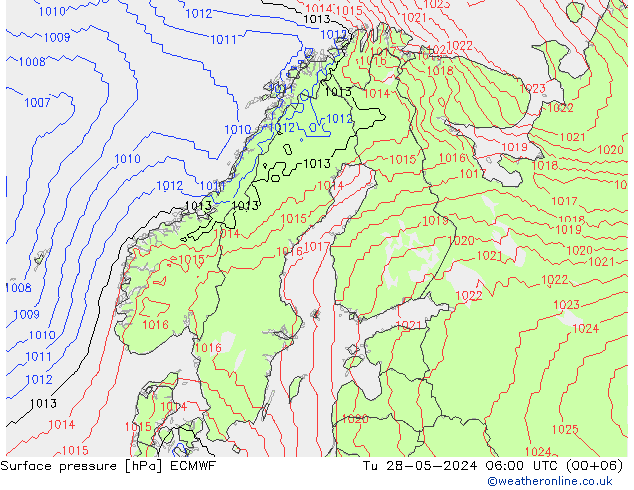 地面气压 ECMWF 星期二 28.05.2024 06 UTC