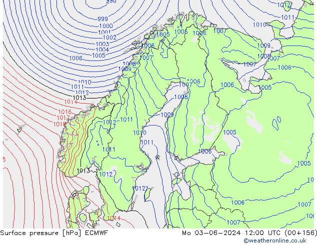 приземное давление ECMWF пн 03.06.2024 12 UTC