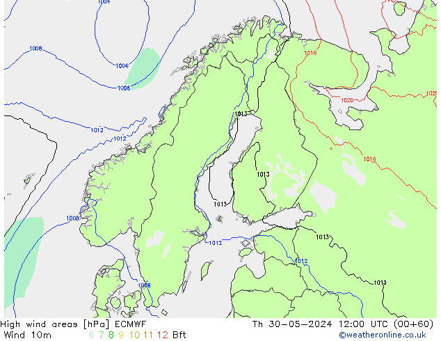 yüksek rüzgarlı alanlar ECMWF Per 30.05.2024 12 UTC