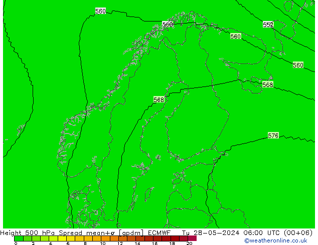 Height 500 hPa Spread ECMWF Di 28.05.2024 06 UTC