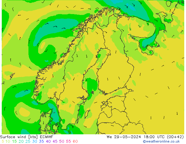 Rüzgar 10 m ECMWF Çar 29.05.2024 18 UTC