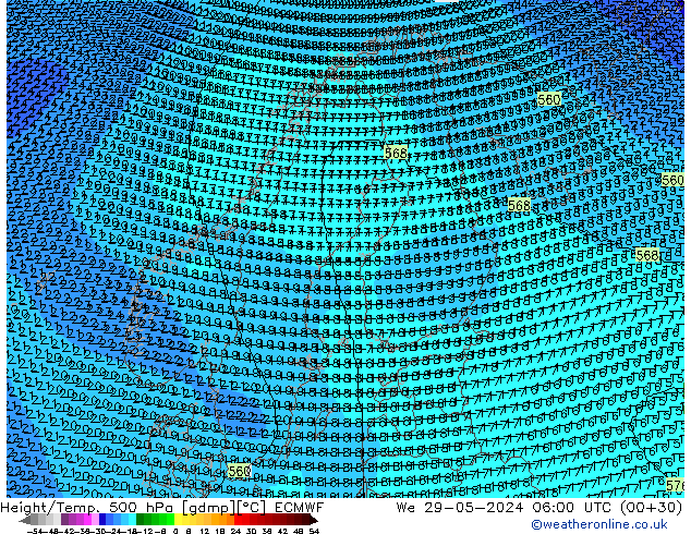 Height/Temp. 500 hPa ECMWF We 29.05.2024 06 UTC