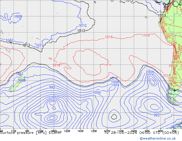 pressão do solo ECMWF Ter 28.05.2024 06 UTC